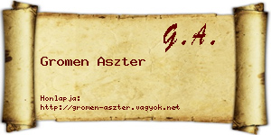 Gromen Aszter névjegykártya